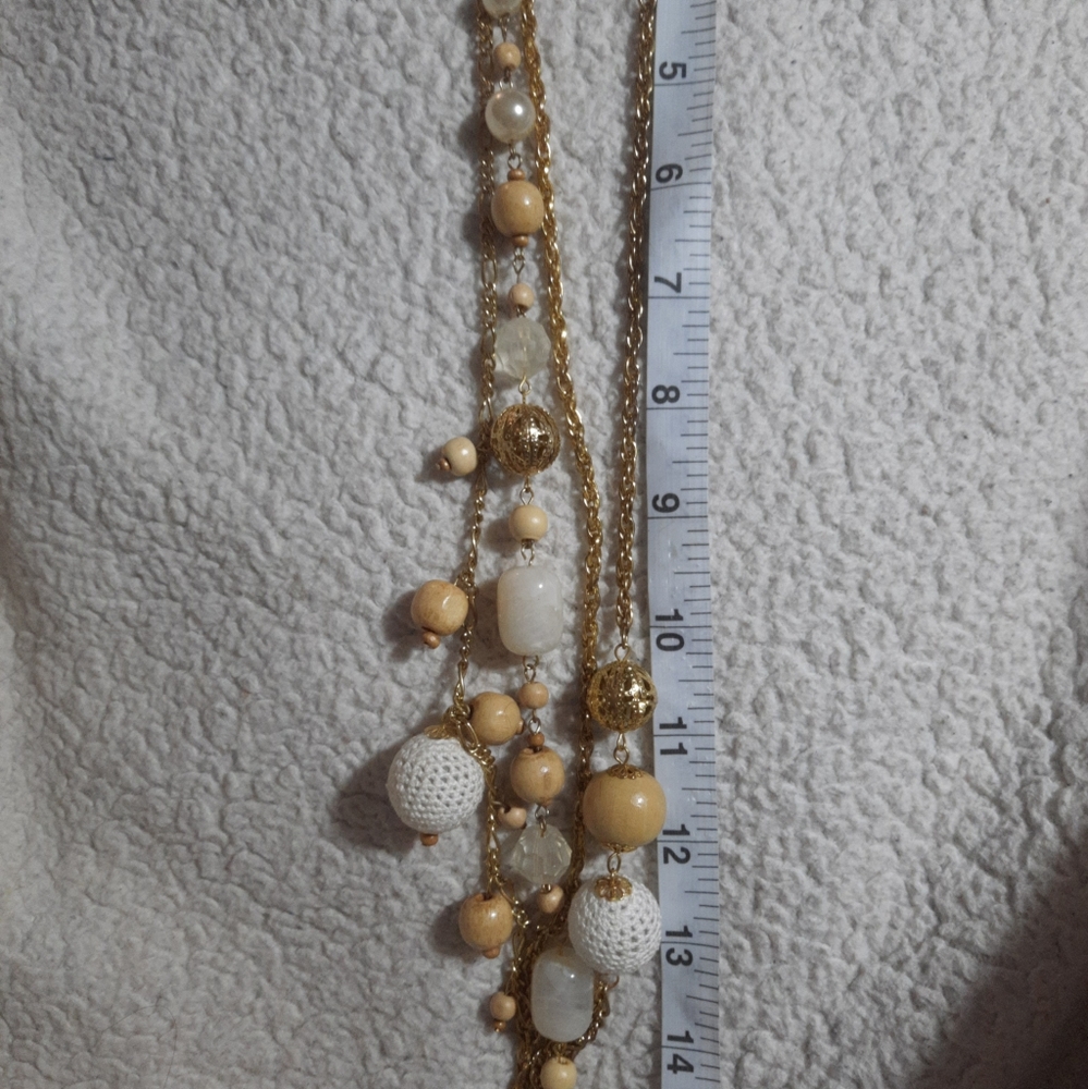 NWT: Accessory Crossing Beaded Necklace
